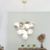 Emile Ceiling Pendant with Smoked and Opal Glass Shades, Satin Brass - Image 3
