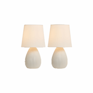 Freya Teardrop Ceramic Table lamp Cream Pk 2