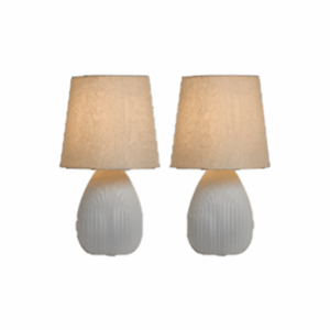 Freya Teardrop Ceramic Table lamp Light Grey Pk 2