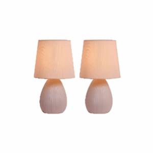 Freya Teardrop Ceramic Table lamp Dusky Pink Pk 2