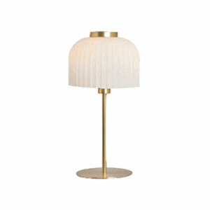 Binita Glass Ribbed Table Lamp Opal & Brass