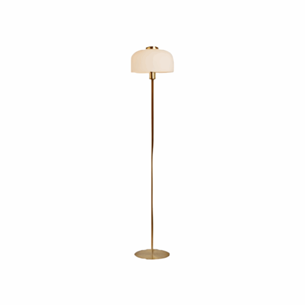 Binita Glass Ribbed Floor Lamp Opal & Brass