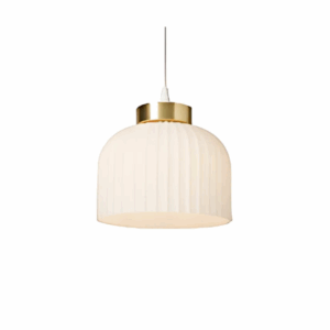 Binita Glass Ribbed Opal & Brass Flush