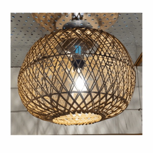 Kyle 40cm Oval Semi Flush Rattan