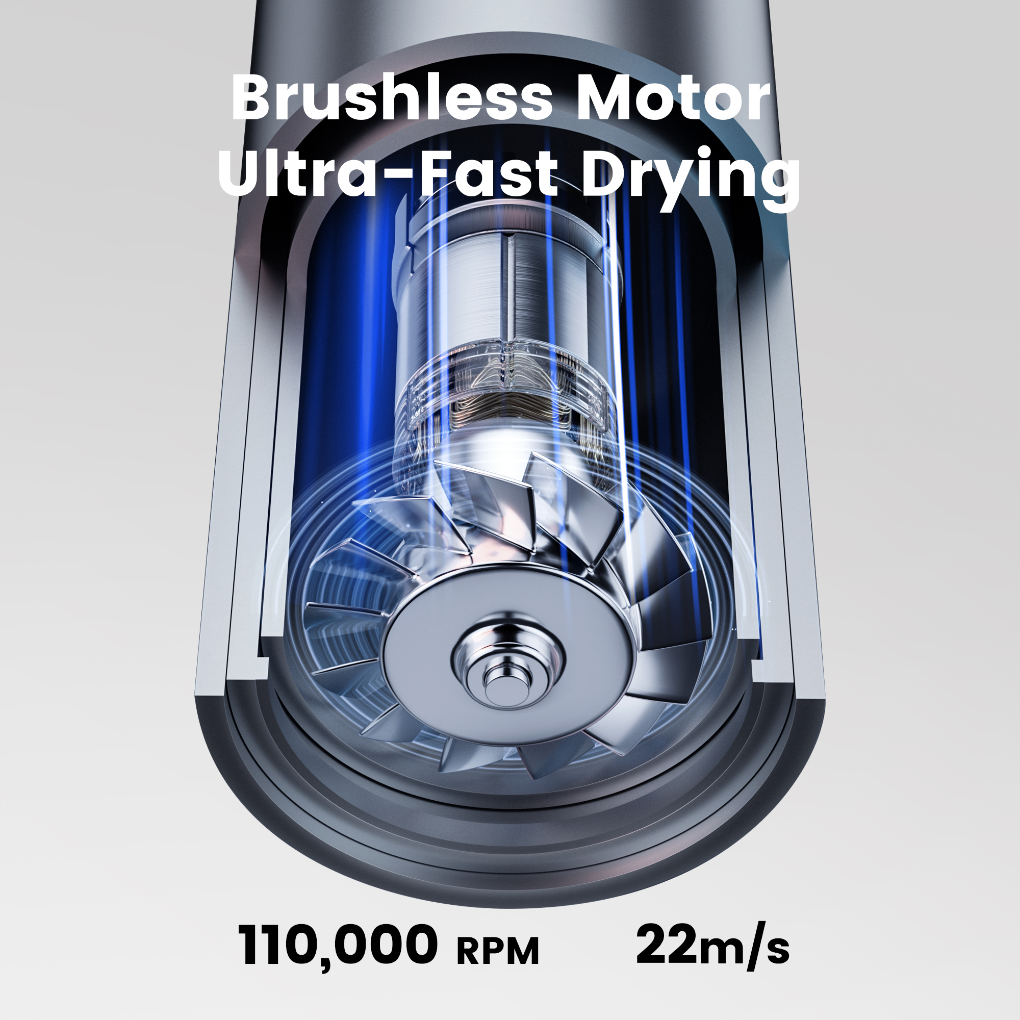 Laifen Swift Special - High Speed Hairdryer with 3 Nozzles (Silver Blue) - Image 6