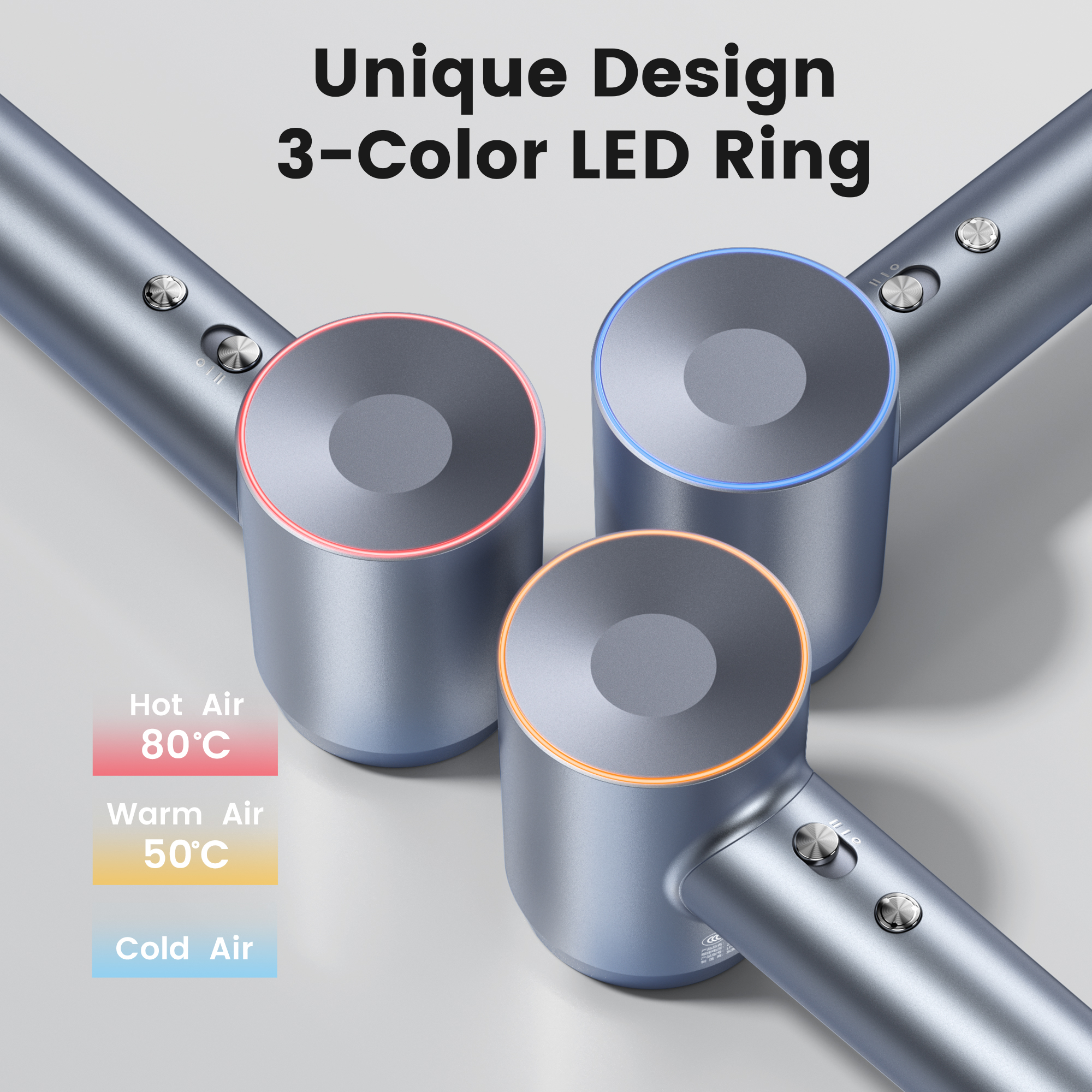 Laifen Swift Special - High Speed Hairdryer with 3 Nozzles (Silver Blue) - Image 5