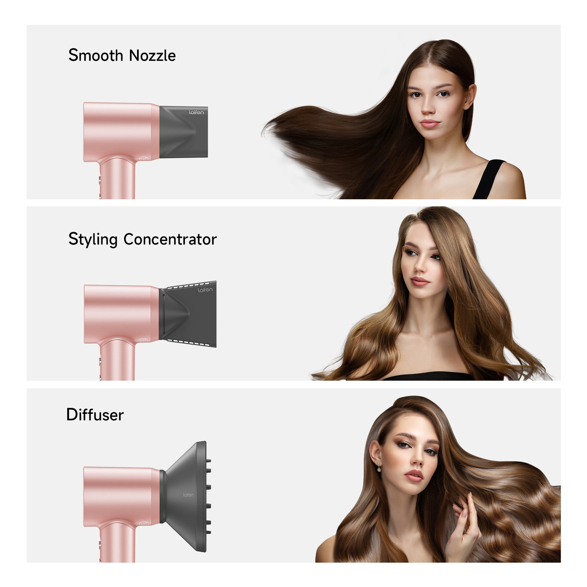 Laifen Swift Special - High Speed Hairdryer with 3 Nozzles (Pink) - Image 10