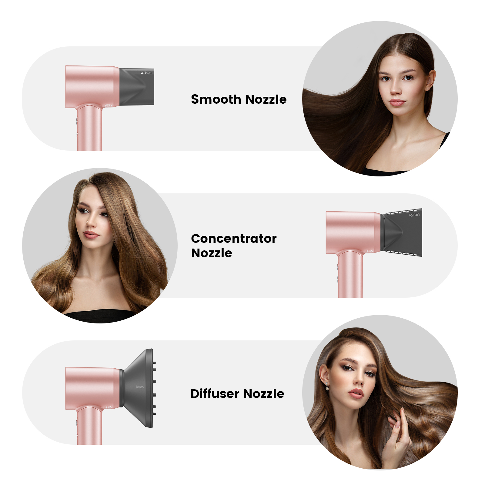 Laifen Swift Special - High Speed Hairdryer with 3 Nozzles (Pink) - Image 6