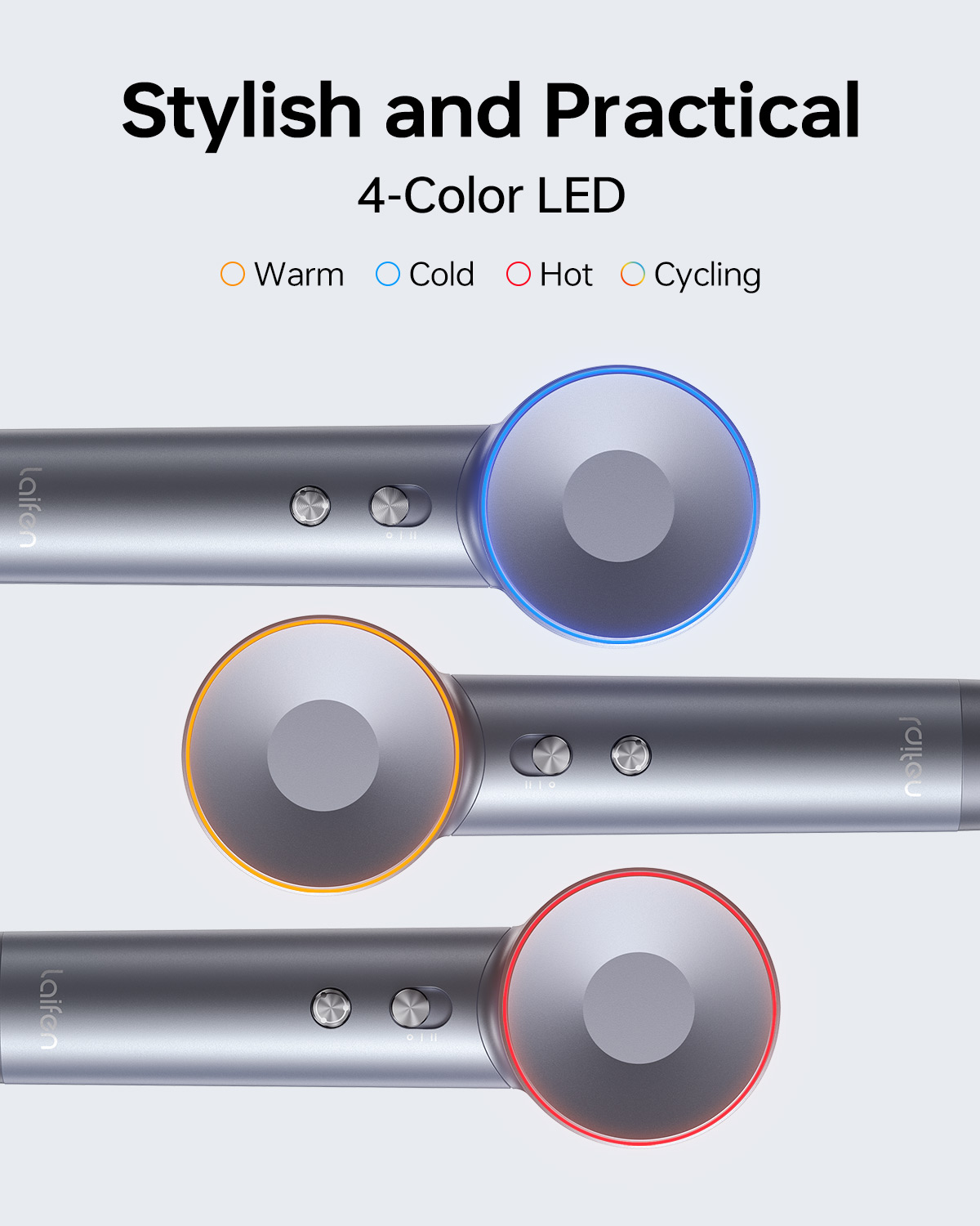 Laifen Swift Special - High Speed Hairdryer with 3 Nozzles (Silver Blue) - Image 7