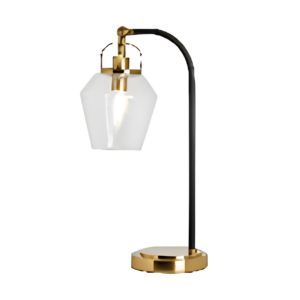 Saskia Bubble Glass & Warm Satin Brass Arc Table Lamp