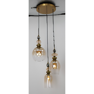 Seline Cascade 3 light Mixed Colour Glass with Brass