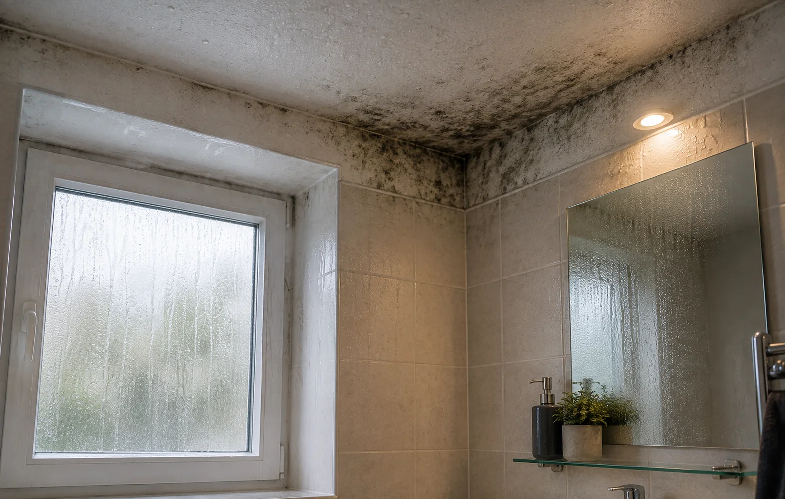 Condensation and mould in a bathroom