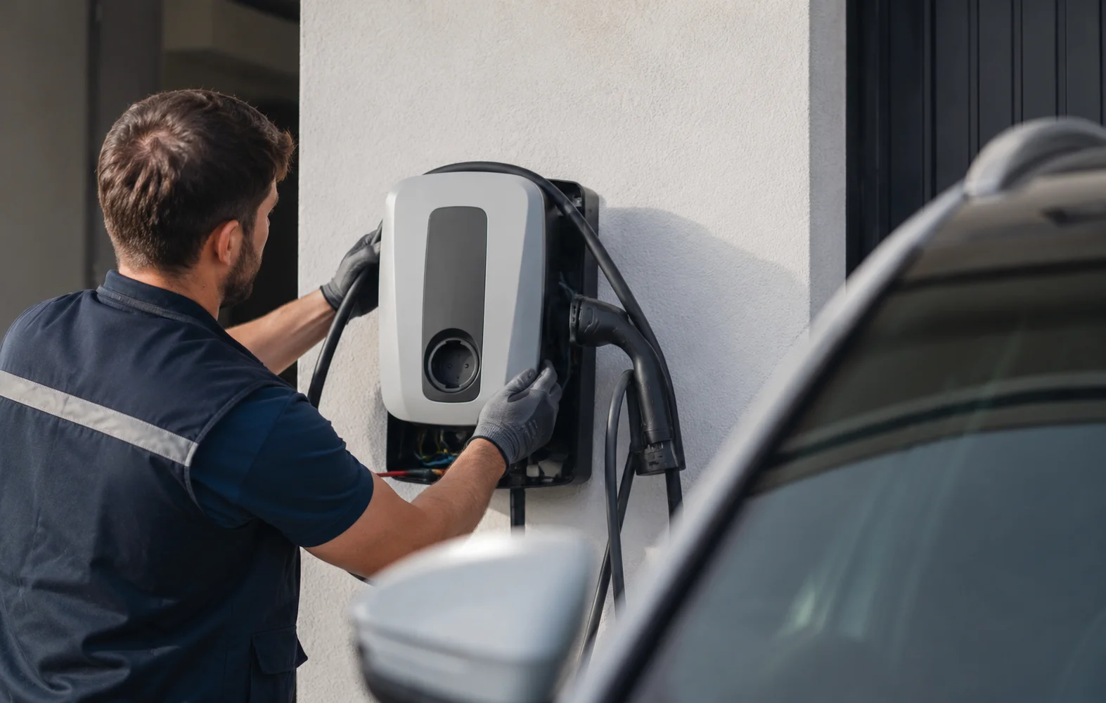EV charger being tested and commissioned