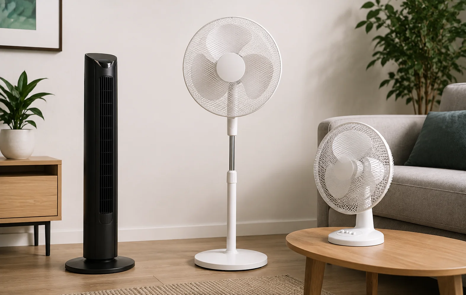 Tower, pedestal and desk fans compared