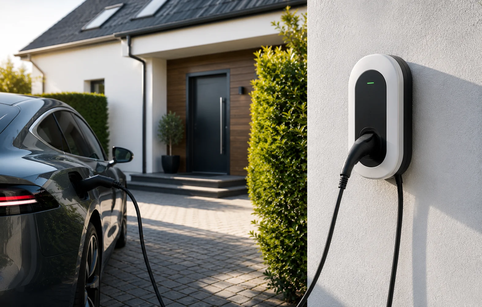 Wall-mounted home EV charger